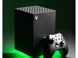 Console Xbox Series X noire et cubique avec une manette sans fil.